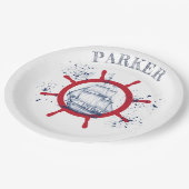 Gepersonaliseerde nautische partij zeilboot papieren bordje (Gekanteld)