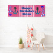 Gepersonaliseerde Nautische Thema Happy Birthday B Spandoek (Insitu)