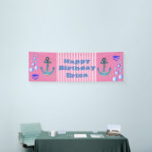 Gepersonaliseerde Nautische Thema Happy Birthday B Spandoek (Beurs)