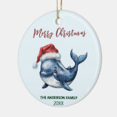Gepersonaliseerde Nautische Walvis in Santa Hat Ke Keramisch Ornament (Links)