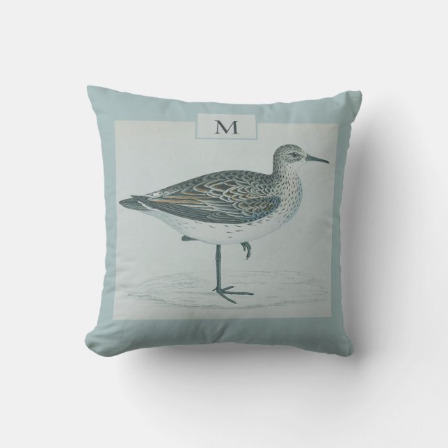 Gepersonaliseerde  nautische zeemeeuw Waterverf Kussen (Voorkant)