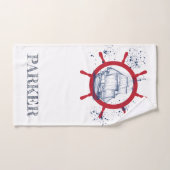 Gepersonaliseerde nautische zeilboot bad handdoek (Handdoek)