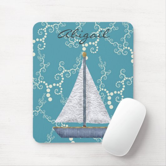 Gepersonaliseerde nautische zeilboot Mousepad Muismat (Met muis)