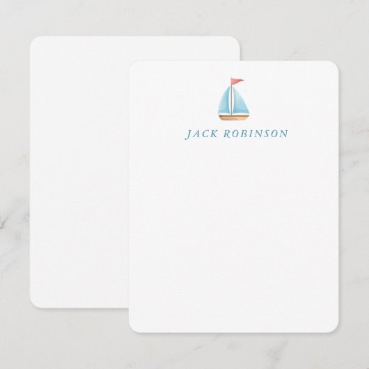 Gepersonaliseerde nautische zeilboot Note Kaart Notitiekaartje (Voorkant / Achterkant)