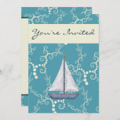 Gepersonaliseerde nautische zeilboot verjaardagsui kaart (Voorkant / Achterkant)
