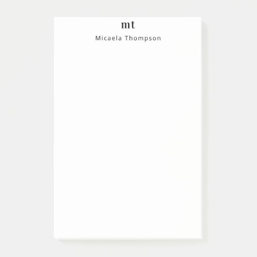 Gepersonaliseerde Nauwelijks Wit + Initialen Post-it® Notes (Voorkant)