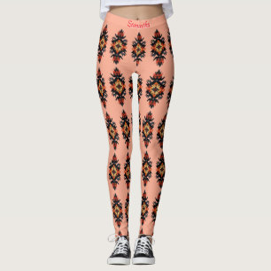 Gepersonaliseerde Navajo Patroon op Coral Pink Leggings