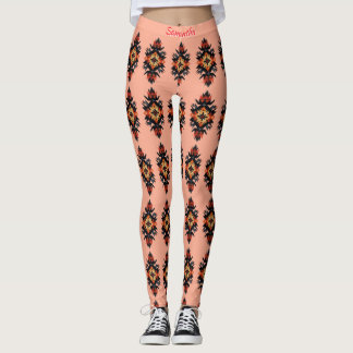 Gepersonaliseerde Navajo Patroon op Coral Pink Leggings