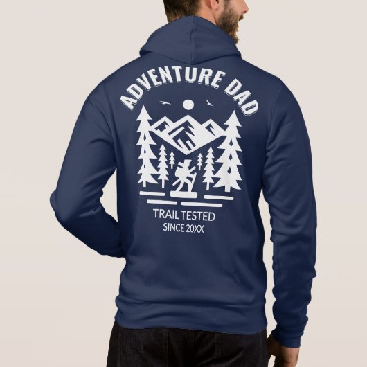 Gepersonaliseerde Navy Adventure Dad Trail Edition Hoodie (Achterkant)