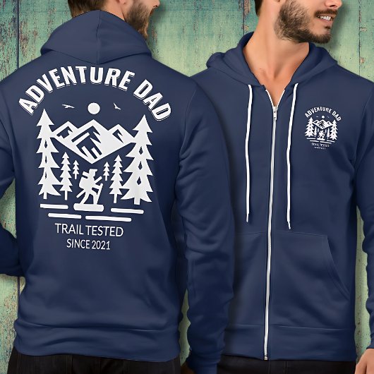 Gepersonaliseerde Navy Adventure Dad Trail Edition Hoodie