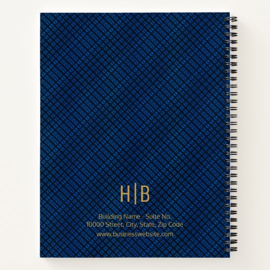 Gepersonaliseerde Navy Blauw en Goud Monogram Chec Notitieboek (Achterkant)