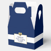 Gepersonaliseerde Navy Blauw Nautisch Hart Bruilof Bedankdoosjes (Geopend)