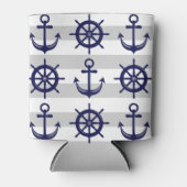 Gepersonaliseerde Navy Blue Anchor Boat Wheel Naut Blikjeskoeler (Voorkant)