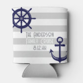 Gepersonaliseerde Navy Blue Anchor Boat Wheel Naut Blikjeskoeler (Achterkant)