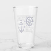 Gepersonaliseerde Navy Blue Anchor Boat Wheel Naut Glas (Achterkant)