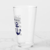 Gepersonaliseerde Navy Blue Anchor Boat Wheel Naut Glas (Links)