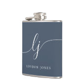 Gepersonaliseerde Navy Blue Bachelorette Heupfles (Links)