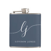 Gepersonaliseerde Navy Blue Bachelorette Heupfles (Voorkant)