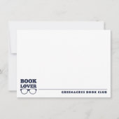 Gepersonaliseerde Navy Blue Book Lover Flat Note K Notitiekaartje (Voorkant)
