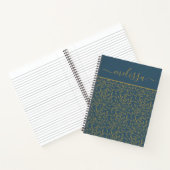 Gepersonaliseerde Navy Blue Gold Geometric Journal Notitieboek (Binnen)