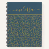 Gepersonaliseerde Navy Blue Gold Geometric Journal Notitieboek (Voorkant)