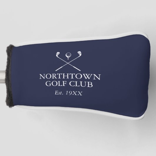 Gepersonaliseerde Navy Blue Golf Club Naam Golfheadcover (Voorkant)