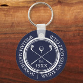 Gepersonaliseerde Navy Blue Golf Club Naam Sleutelhanger (Achterkant)