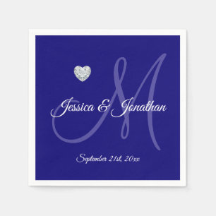 Gepersonaliseerde NAVY BLUE Heart Monogrammed Wedd Servetten