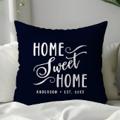Gepersonaliseerde Navy Blue Home Sweet Home Kussen