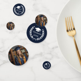 Gepersonaliseerde Navy Blue Laurel Wreath Afstudee Confetti