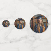 Gepersonaliseerde Navy Blue Laurel Wreath Afstudee Confetti (Achterkanten)