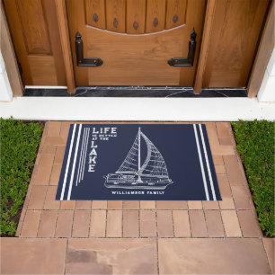 Gepersonaliseerde Navy Blue Life is Beter bij het Deurmat