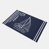 Gepersonaliseerde Navy Blue Life is Beter bij het  Deurmat (Schuin)