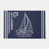Gepersonaliseerde Navy Blue Life is Beter bij het  Deurmat (Voorkant)