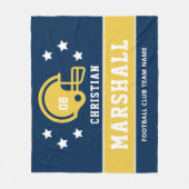 Gepersonaliseerde Navy Blue Maize Football Speler  Fleece Deken (Voorkant)