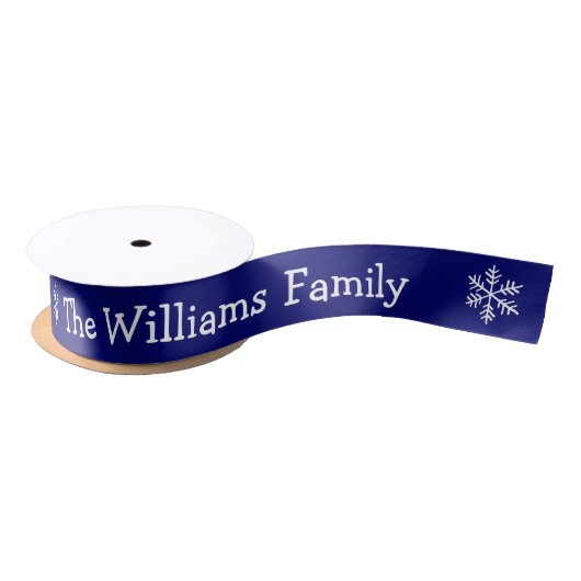 Gepersonaliseerde Navy Blue Merry Christmas Satijnen Lint (Spoel)