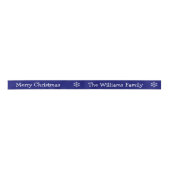 Gepersonaliseerde Navy Blue Merry Christmas Satijnen Lint (Voorkant)