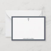 Gepersonaliseerde Navy Blue Minimalistische Christ Notitiekaartje (Voorkant)