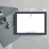 Gepersonaliseerde Navy Blue Minimalistische Christ Notitiekaartje