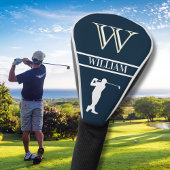Gepersonaliseerde Navy Blue Monogram Golf Swing Golfheadcover