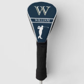 Gepersonaliseerde Navy Blue Monogram Golf Swing Golfheadcover (Voorkant)