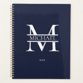 Gepersonaliseerde Navy Blue Monogram Initiaal Mini Planner (Voorkant)