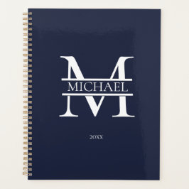 Gepersonaliseerde Navy Blue Monogram Initiaal Mini Planner