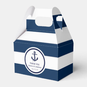 Gepersonaliseerde Navy Blue Nautische bruiloft gun Bedankdoosjes