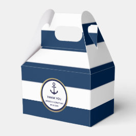 Gepersonaliseerde Navy Blue Nautische bruiloft gun Bedankdoosjes