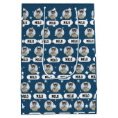 Gepersonaliseerde Navy Blue Pet Photo Star Pattern Medium Cadeauzakje (Achterkant)