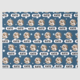 Gepersonaliseerde Navy Blue Pet Photo Star Pattern Tissuepapier