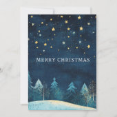 Gepersonaliseerde Navy Blue Snowy Night Sky Kerstm Feestdagenkaart (Voorkant)