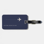 Gepersonaliseerde Navy Blue Vliegtuig Reizen Bagagelabel (Achterkant horizontaal)