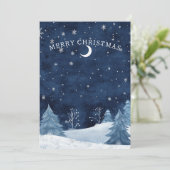 Gepersonaliseerde Navy Blue Winter Midnight Christ Feestdagenkaart (Staand voorkant)
